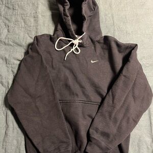 Boys Nike Black Hooded Sweatshirt with White Swoosh